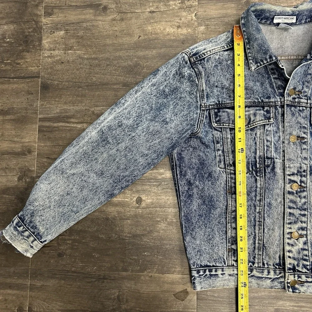 Vintage Georges Marciano‎ Guess Denim Trucker Button Jacket Size Medium USA ACID